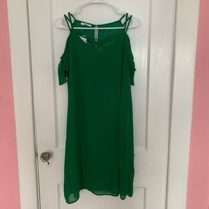NWT green cold shoulder dress